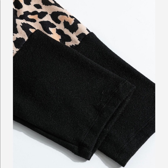 1Left! Black/Leopard/Burnt Orange ColorBlock Sweater Long Cardigan! - Picture 5 of 9